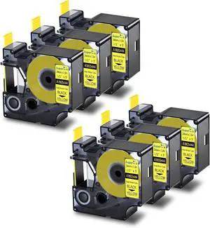 6 Pack Compatible Labels Tape Replacement for DYMO 1805444 24mm 1" x 5ft Black on Yellow Heat Shrink Tube Labels for Cables Use with Rhino 6000 6500 Industrial Label Maker 6 Pack Compatible Labels Tape Replacement for DYMO 1805444 24mm 1" x 5ft Black on Yellow Heat Shrink Tube Labels for Cables Use with Rhino 6000 6500 Industrial Label Maker