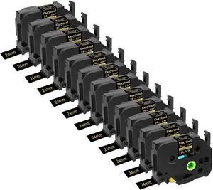 12 Pack Compatible with P-Touch TZe-354 AZE-354 TZ-354 Gold on Black 24mm 0.94'' Laminated Label Tape Replacement for Ptouch PT-D600 PT-E500 PT-H500 PT-P710BT PT-1400 PT-9200DX Label Maker 12 Pack Compatible with P-Touch TZe-354 AZE-354 TZ-354 Gold on Black 24mm 0.94'' Laminated Label Tape Replacement for Ptouch PT-D600 PT-E500 PT-H500 PT-P710BT PT-1400 PT-9200DX Label Maker