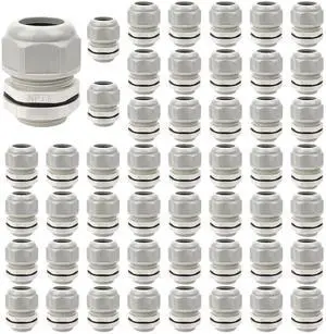 LeMotech 50 Pack NPT 1/2" Cable Glands Waterproof Adjustable 6-12mm Cable Connectors Grey Nylon Joints with Gaskets LeMotech 50 Pack NPT 1/2" Cable Glands Waterproof Adjustable 6-12mm Cable Connectors Grey Nylon Joints with Gaskets