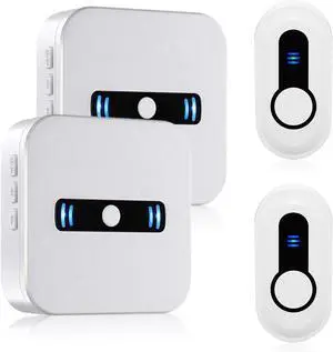 DAYTECH Wireless Doorbell Door Bell Ringer Battery Operated Door Chime with 20 Chimes 5 Volume Levels Portable Doorbells for Home/Business/Office Entrance, 2 Push Buttons 2 Receivers DAYTECH Wireless Doorbell Door Bell Ringer Battery Operated Door Chime with 20 Chimes 5 Volume Levels Portable Doorbells for Home/Business/Office Entrance, 2 Push Buttons 2 Receivers
