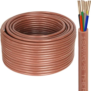 Thermostat Wire 18/8 Gauge 8 Conductor - 100ft, Multi-Conductor Bare Copper Cable, Durable PVC Jacket, Low-Resistance Wiring for HVAC Systems, Thermostats, and Low Voltage Applications Thermostat Wire 18/8 Gauge 8 Conductor - 100ft, Multi-Conductor Bare Copper Cable, Durable PVC Jacket, Low-Resistance Wiring for HVAC Systems, Thermostats, and Low Voltage Applications