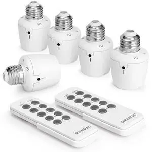 SURAIELEC Remote Control Light Socket, E26 E27 Bulb Base, 100FT Range, Wall Mountable Wireless Light Switch for Lamps, Pull Chain Light Fixture, Pull String (5 Sockets 2 Remotes, Shorter Version) SURAIELEC Remote Control Light Socket, E26 E27 Bulb Base, 100FT Range, Wall Mountable Wireless Light Switch for Lamps, Pull Chain Light Fixture, Pull String (5 Sockets 2 Remotes, Shorter Version)