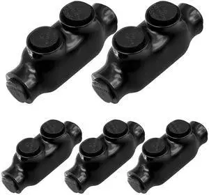 5 Pack Insulated Wire Connectors, Black Splice Connector 2 Ports Multi Cable Connector Soldering Lugs Double Side Entry Cable Splicers with Oxide Inhibitor (2/0-6 Wire Range) 5 Pack Insulated Wire Connectors, Black Splice Connector 2 Ports Multi Cable Connector Soldering Lugs Double Side Entry Cable Splicers with Oxide Inhibitor (2/0-6 Wire Range)