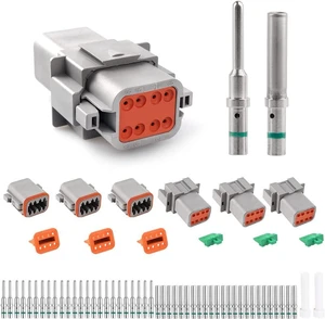JRready ST6116 DT Connector 8 Pin Gray Waterproof Electrical Wire Connector Plug Receptacle with Solid Contact and Seal Plug,3 Sets JRready ST6116 DT Connector 8 Pin Gray Waterproof Electrical Wire Connector Plug Receptacle with Solid Contact and Seal Plug,3 Sets