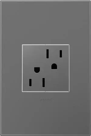 Adorne Legrand 15A Tamper-Resistant Outlet With Matching Wall Plate (Magnesium Finish), ARTR152M4WP, 4-Pack Adorne Legrand 15A Tamper-Resistant Outlet With Matching Wall Plate (Magnesium Finish), ARTR152M4WP, 4-Pack