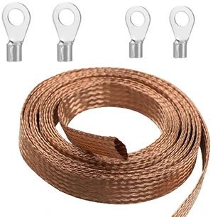 Flat Copper Braid Cable,16mm Flat Copper Braided Ground Strap Wire, Flexible Shielding Wire Mesh16.4ft Flat Copper Braid Cable,16mm Flat Copper Braided Ground Strap Wire, Flexible Shielding Wire Mesh16.4ft