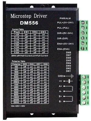 CNC Digital Stepper Driver DM556 Stepper Motor Controller 2-Phase Stepper Motor Driver 20-50V DC Max 5.6A 128 Subdivision for Nema 23, 24 and Nema 34 Stepper Motor CNC Digital Stepper Driver DM556 Stepper Motor Controller 2-Phase Stepper Motor Driver 20-50V DC Max 5.6A 128 Subdivision for Nema 23, 24 and Nema 34 Stepper Motor