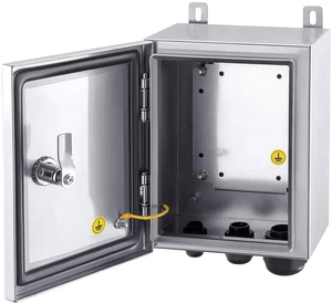 IP65 Weatherproof Stainless Steel Box Wall-Mounted Electronic Equipment Enclosure Box with Mounting Plate and Wall Bracket (10'' x 8'' x 6'') IP65 Weatherproof Stainless Steel Box Wall-Mounted Electronic Equipment Enclosure Box with Mounting Plate and Wall Bracket (10'' x 8'' x 6'')