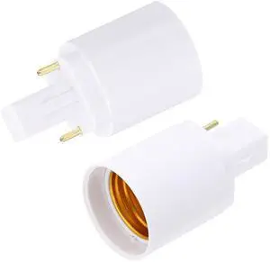 PATIKIL G24d to E26/E27 Light Socket Adapter, 2pcs Lamp Holder Convert 2 Pin to Screw Base Converter for Halogen CFL Light Bulb PATIKIL G24d to E26/E27 Light Socket Adapter, 2pcs Lamp Holder Convert 2 Pin to Screw Base Converter for Halogen CFL Light Bulb