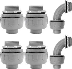 2 inch Liquid Tight Connector PVC Flexible Conduit Connector,180 Degree and 90 Degree UL Listed Liquid Tight Connector, Non-Metallic Electrical Conduit Fittings (6 Pack) 2 inch Liquid Tight Connector PVC Flexible Conduit Connector,180 Degree and 90 Degree UL Listed Liquid Tight Connector, Non-Metallic Electrical Conduit Fittings (6 Pack)