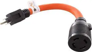 AC Works 1 ft. 15 Amp Household Plug to L14-30 30 Amp 4-Prong Transfer Switch Inlet Adapter S515L1430-012 AC Works 1 ft. 15 Amp Household Plug to L14-30 30 Amp 4-Prong Transfer Switch Inlet Adapter S515L1430-012