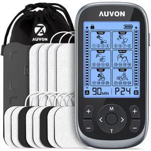 AUVON 3-in-1 TENS Unit Muscle Stimulator, EMS Massage Machine with 40 Intensities for Gradual Shoulder, Sciatica, Back Pain Relief, 24 Modes Rechargeable Electronic Pulse Massager with 12 TENS Pads AUVON 3-in-1 TENS Unit Muscle Stimulator, EMS Massage Machine with 40 Intensities for Gradual Shoulder, Sciatica, Back Pain Relief, 24 Modes Rechargeable Electronic Pulse Massager with 12 TENS Pads