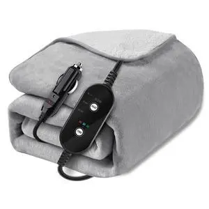 Sino Salected 12V/24V Heated Car Blanket, Electric Blanket Flannel Heating Throw for Car, SUV, RV, Camping, 60" x 44", Hi/M/Lo Heating Settings, Auto-Off Timer,Grey Sino Salected 12V/24V Heated Car Blanket, Electric Blanket Flannel Heating Throw for Car, SUV, RV, Camping, 60" x 44", Hi/M/Lo Heating Settings, Auto-Off Timer,Grey