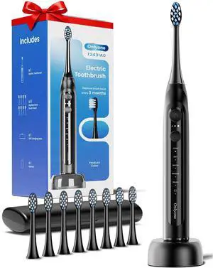 Onlyone Sonic Electric Toothbrush for Adults, Rechargeable Ultrasonic Electric Toothbrush with 8 Brush Heads, Travel Case, Charging Base & Wireless Charging - 5 Modes with Smart Timer Onlyone Sonic Electric Toothbrush for Adults, Rechargeable Ultrasonic Electric Toothbrush with 8 Brush Heads, Travel Case, Charging Base & Wireless Charging - 5 Modes with Smart Timer