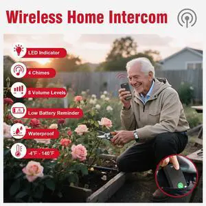 Caregiver Pager with Wireless Intercom, Monitor for Elderly, Call Button for Elderly at Home, Two Way Talk Elderly AssistanceProducts, No WiFi, No Monthly Fee Caregiver Pager with Wireless Intercom, Monitor for Elderly, Call Button for Elderly at Home, Two Way Talk Elderly AssistanceProducts, No WiFi, No Monthly Fee