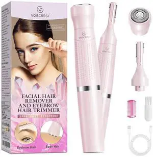 VG VOGCREST Women's Eyebrow Trimmer & Facial Hair Remover, 2 in 1, Double Rotating Blades, Safe, Painless, Hypoallergenic, Rechargeable, USB Charging VG VOGCREST Women's Eyebrow Trimmer & Facial Hair Remover, 2 in 1, Double Rotating Blades, Safe, Painless, Hypoallergenic, Rechargeable, USB Charging