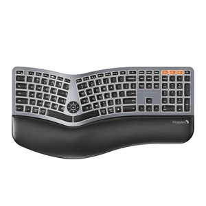 EK01 Plus Backlit Bluetooth Ergonomic Keyboard, Full Size, Grey | Adjustable brightness, split design, cushioned wrist rest, connect 3 devices via Bluetooth/2.4G, 2000mAh USB-C rechargeable. EK01 Plus Backlit Bluetooth Ergonomic Keyboard, Full Size, Grey | Adjustable brightness, split design, cushioned wrist rest, connect 3 devices via Bluetooth/2.4G, 2000mAh USB-C rechargeable.