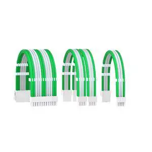 16AWG PSU Extension Power Supply Cable Kit for GPU/CPU, 24 PIN/(6+2) PIN/(4+4) PIN Cable Management, 11.8inch with Combs(Green+WhiteWTP) 16AWG PSU Extension Power Supply Cable Kit for GPU/CPU, 24 PIN/(6+2) PIN/(4+4) PIN Cable Management, 11.8inch with Combs(Green+WhiteWTP)
