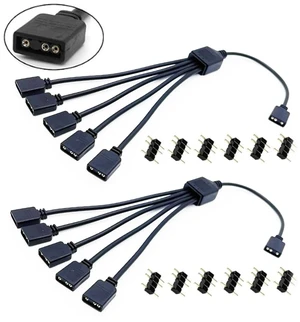 ARGB LED Synchronous Cable for Computer Chassis CPU Heat Sink and 5V ARGB F, 1 to 5 ARGB Splitter Cable 11.8IN, Compatible with Addressable RGB (ARGB) Series Support 2 Pcs ARGB LED Synchronous Cable for Computer Chassis CPU Heat Sink and 5V ARGB F, 1 to 5 ARGB Splitter Cable 11.8IN, Compatible with Addressable RGB (ARGB) Series Support 2 Pcs