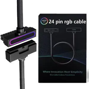 24Pin Motherboard Power Extension Cable with ARGB Extension Cable PC 90-Degree Design. This Power Extension Cable is Suitable for Male and Female interfaces of Various Motherboards and Power Supplies 24Pin Motherboard Power Extension Cable with ARGB Extension Cable PC 90-Degree Design. This Power Extension Cable is Suitable for Male and Female interfaces of Various Motherboards and Power Supplies