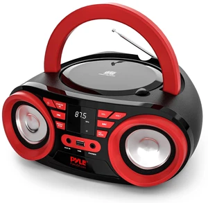 Portable CD Player Bluetooth Boombox Speaker - AM/FM Stereo Radio & Audio Sound, Supports CD-R-RW/MP3/WMA, USB, AUX, Headphone, LED Display, AC/Battery Powered, Red Black - PHCD22.5 Portable CD Player Bluetooth Boombox Speaker - AM/FM Stereo Radio & Audio Sound, Supports CD-R-RW/MP3/WMA, USB, AUX, Headphone, LED Display, AC/Battery Powered, Red Black - PHCD22.5