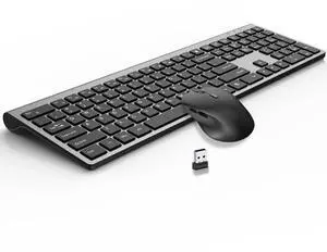 Wireless Keyboard and Mouse Combo, Full-Size Slim Keyboard with Numeric Keypad, Calculator Button, 2400 DPI Ergonomic Mouse for Right Hand, USB Cordless Combo Set for Laptop PC Windows - Black & Grey Wireless Keyboard and Mouse Combo, Full-Size Slim Keyboard with Numeric Keypad, Calculator Button, 2400 DPI Ergonomic Mouse for Right Hand, USB Cordless Combo Set for Laptop PC Windows - Black & Grey