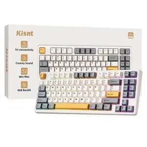 Kisnt KN85 Wireless Mechanical Gaming Keyboard, 75% Layout with RGB Backlit, Custom Hot Swappable, Creamy Sound, Bluetooth/2.4GHz/USB-C Compatible with Windows/Mac/PC(Retro Beige,Linear Switch) Kisnt KN85 Wireless Mechanical Gaming Keyboard, 75% Layout with RGB Backlit, Custom Hot Swappable, Creamy Sound, Bluetooth/2.4GHz/USB-C Compatible with Windows/Mac/PC(Retro Beige,Linear Switch)