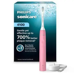 Sonicare 4100 Series Electric Toothbrush - Sonic Toothbrush with Advanced Sonic Technology, Pressure Sensor, Two Intensity Settings, Smartimer & Quadpacer, Deep Pink, Model HX3681/26 Sonicare 4100 Series Electric Toothbrush - Sonic Toothbrush with Advanced Sonic Technology, Pressure Sensor, Two Intensity Settings, Smartimer & Quadpacer, Deep Pink, Model HX3681/26