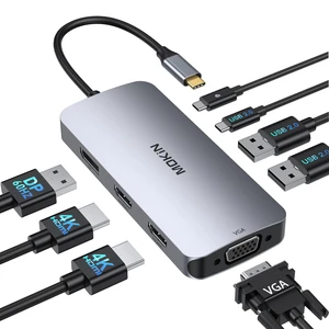 USB C Docking Station Dual HDMI, Docking Station 3 Monitors, DisplayPort, VGA, 100W PD Charging, 2USB A 2.0, USB C 2.0 Ports Multiport Adapter, 8 in 1 USB Hub for Dell, HP, Lenovo ThinkPad USB C Docking Station Dual HDMI, Docking Station 3 Monitors, DisplayPort, VGA, 100W PD Charging, 2USB A 2.0, USB C 2.0 Ports Multiport Adapter, 8 in 1 USB Hub for Dell, HP, Lenovo ThinkPad