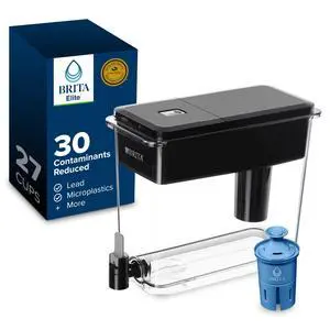 XL 27 Cup Water Pitcher Dispenser, Includes 1 Elite Filter, Black | WQA and NSF/ANSI Certified, Reduces 99% Lead & Microplastics, Removes 30+ Contaminants, BPA-Free, Eliminates Chlorine Taste XL 27 Cup Water Pitcher Dispenser, Includes 1 Elite Filter, Black | WQA and NSF/ANSI Certified, Reduces 99% Lead & Microplastics, Removes 30+ Contaminants, BPA-Free, Eliminates Chlorine Taste