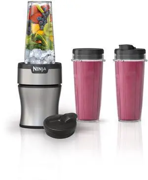 BN301 Nutri-Blender Plus Compact Personal Blender, 900-Peak-Watt Motor, Frozen Drinks, Smoothies, Sauces & More, (3) 20 oz. To-Go Cups, (2) Spout-Lids (1) Storage-Lid, Dishwasher Safe, Silver BN301 Nutri-Blender Plus Compact Personal Blender, 900-Peak-Watt Motor, Frozen Drinks, Smoothies, Sauces & More, (3) 20 oz. To-Go Cups, (2) Spout-Lids (1) Storage-Lid, Dishwasher Safe, Silver