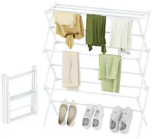 Foldable Drying Rack Clothing, 3-Tier Portable Clothes Drying Racks for Indoor & Outdoor, Anti-Rust Compact Laundry Rack Collapsible, White 28" D x 10" W x 35" H Foldable Drying Rack Clothing, 3-Tier Portable Clothes Drying Racks for Indoor & Outdoor, Anti-Rust Compact Laundry Rack Collapsible, White 28" D x 10" W x 35" H