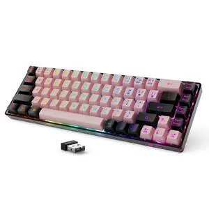 65% Wireless Gaming Keyboard, LED Backlit Gaming Keyboard, 68 Keys Ultra-Compact Anti-ghosting No-Conflict Wireless Keyboard for PC Laptop Windows Gamer(Pink-Black) 65% Wireless Gaming Keyboard, LED Backlit Gaming Keyboard, 68 Keys Ultra-Compact Anti-ghosting No-Conflict Wireless Keyboard for PC Laptop Windows Gamer(Pink-Black)