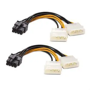 2-Pack 8-Pin PCIe to Molex (2X) Power Cable 4 Inches 2-Pack 8-Pin PCIe to Molex (2X) Power Cable 4 Inches