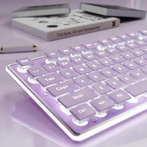 EWEADN GX710S Backlit Computer Keyboards, Wired USB Keyboard with White Backlit, Metal Panel, Plug and Play, Pudding Keycaps Full Size Quite Computer Keyboard for Win/PC/Laptop-Purple EWEADN GX710S Backlit Computer Keyboards, Wired USB Keyboard with White Backlit, Metal Panel, Plug and Play, Pudding Keycaps Full Size Quite Computer Keyboard for Win/PC/Laptop-Purple