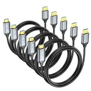 DisplayPort to HDMI Cable 6ft 5-Pack, Uni-Directional DP (Source) to HDMI (Display) Cord for Desktop Monitor Projector Laptop PC AMD NVIDIA, 4K@60Hz, Aluminum Shell, Compatible Lenovo HP Dell DisplayPort to HDMI Cable 6ft 5-Pack, Uni-Directional DP (Source) to HDMI (Display) Cord for Desktop Monitor Projector Laptop PC AMD NVIDIA, 4K@60Hz, Aluminum Shell, Compatible Lenovo HP Dell