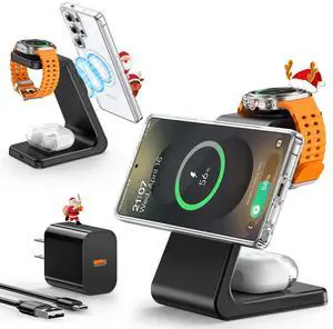 Magnetic Wireless Charger for Samsung, 3 in 1 Mag-Safe Fast Wireless Charging Station for S26 Ultra S25 S24 S23 S22/Z Fold/Z Flip 7, Galaxy Watch Charger for Galaxy Watch Ultra/8/7/6, Galaxy Buds Pro Magnetic Wireless Charger for Samsung, 3 in 1 Mag-Safe Fast Wireless Charging Station for S26 Ultra S25 S24 S23 S22/Z Fold/Z Flip 7, Galaxy Watch Charger for Galaxy Watch Ultra/8/7/6, Galaxy Buds Pro