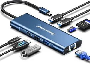 USB C Hub, 8in1 USB-C to 4K 60Hz HDMI Docking Station, USBC Ethernet Multi-Port Adapter 100W PD Dock Compatible for MacBook Pro Air M1 Dell HP Lenovo and Other C Devices-Midnight Blue USB C Hub, 8in1 USB-C to 4K 60Hz HDMI Docking Station, USBC Ethernet Multi-Port Adapter 100W PD Dock Compatible for MacBook Pro Air M1 Dell HP Lenovo and Other C Devices-Midnight Blue