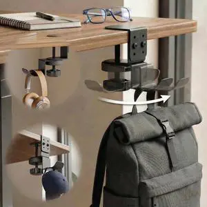 Headphone Stand Holder for Desk, Carbon Steel Under Desk Headphone Hanger, 360° Rotating Backpack Hook Clamp, Adjustable Height Gaming Accessories for Table Thickness up to 2.68 Inch, Black Headphone Stand Holder for Desk, Carbon Steel Under Desk Headphone Hanger, 360° Rotating Backpack Hook Clamp, Adjustable Height Gaming Accessories for Table Thickness up to 2.68 Inch, Black