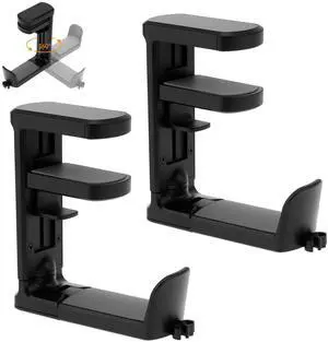2pcs Under Desk Headphone Hanger Holder Utility Hook 360° Rotating Adjustable Clamp-on Earphone Hook Holder Mount Cable Clip Organizer Fit for PC Gaming Office Headset Hanger Gift (Black) 2pcs Under Desk Headphone Hanger Holder Utility Hook 360° Rotating Adjustable Clamp-on Earphone Hook Holder Mount Cable Clip Organizer Fit for PC Gaming Office Headset Hanger Gift (Black)