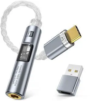 USB C to 3.5mm Audio Adapter with Dual Chip CX31993 MAX97220 DAC & HiFi Amplifier, 8-Strand 4N Single Crystal Silver-Plated Copper Cable,USBC to Headphones Aux Dongle for Android iPhone 17/16 PC Mac USB C to 3.5mm Audio Adapter with Dual Chip CX31993 MAX97220 DAC & HiFi Amplifier, 8-Strand 4N Single Crystal Silver-Plated Copper Cable,USBC to Headphones Aux Dongle for Android iPhone 17/16 PC Mac