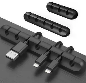 Cable Clips Cord Management Organizer, Black, Silicone Cable Clips Cord Management Organizer, Black, Silicone