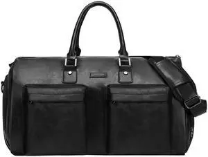 Leather Garment Bag for Travel, Carry On Suit Carrier Travel Bag with Shoulder Strap/Multiple Pockets - Ideal for Business Trips & Weekend Getaways - The Garment Duffel Bag for Traveling Men Leather Garment Bag for Travel, Carry On Suit Carrier Travel Bag with Shoulder Strap/Multiple Pockets - Ideal for Business Trips & Weekend Getaways - The Garment Duffel Bag for Traveling Men