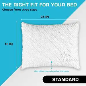 2-Pack Memory Foam Pillows Made in The USA - Standard Size, Slim Cooling Pillow for Sleeping on Side, Back & Stomach - Firm and Soft Bed Pillows 2-Pack Memory Foam Pillows Made in The USA - Standard Size, Slim Cooling Pillow for Sleeping on Side, Back & Stomach - Firm and Soft Bed Pillows