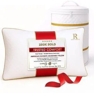 Queen Memory Foam Pillow, Adjustable Shredded Odor-Free Pillow for Neck & Shoulder Pain Relief, Support for Back, Stomach, Side Sleepers, CertiPUR-US Queen Memory Foam Pillow, Adjustable Shredded Odor-Free Pillow for Neck & Shoulder Pain Relief, Support for Back, Stomach, Side Sleepers, CertiPUR-US