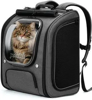 Cat Backpack Carrier XL, Large Space Cat Bubble Backpack, Breathable Cat Carrier, Shaded Dog Backpack Carrier, Ergonomic 3D Design for Travel, Hiking, Suitable for Shopping, and Vet, Gray Cat Backpack Carrier XL, Large Space Cat Bubble Backpack, Breathable Cat Carrier, Shaded Dog Backpack Carrier, Ergonomic 3D Design for Travel, Hiking, Suitable for Shopping, and Vet, Gray