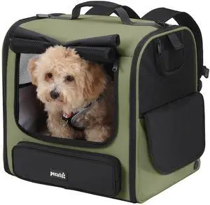 Spacious Cat Carrier Backpack, Lightweight Ventilated Pet Backpack for Anxious Cats & Small Dogs (Miniature Dachshund), for Hiking Camping Travel Vet Visits, Dark Green Spacious Cat Carrier Backpack, Lightweight Ventilated Pet Backpack for Anxious Cats & Small Dogs (Miniature Dachshund), for Hiking Camping Travel Vet Visits, Dark Green