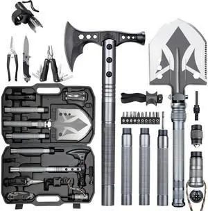 ZENHOSIT Multifunctional Folding Tactical Shovel Hatchet Combo - With Axe, Flashlight, Extension Handles - For Camping, Cycling, Hiking - 19.3-40.9 Inches ZENHOSIT Multifunctional Folding Tactical Shovel Hatchet Combo - With Axe, Flashlight, Extension Handles - For Camping, Cycling, Hiking - 19.3-40.9 Inches