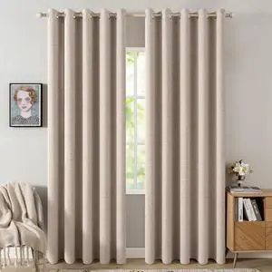 MIULEE 100% Blackout Linen Textured Curtains for Bedroom Solid Thermal Insulated Natural Beige Grommet Room Darkening Curtains & Drapes Luxury Decor for Living Room Nursery 62 x 84 Inch (2 Panels) MIULEE 100% Blackout Linen Textured Curtains for Bedroom Solid Thermal Insulated Natural Beige Grommet Room Darkening Curtains & Drapes Luxury Decor for Living Room Nursery 62 x 84 Inch (2 Panels)