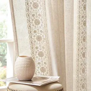 jinchan Weslie Boho Curtains for Bedroom Ivory Vintage Floral Farmhouse Curtains 84 Inches Long Linen Drapes for Living Room Embroidered Light Filtering Drapes Rod Pocket Ivory on Beige 2 Panels jinchan Weslie Boho Curtains for Bedroom Ivory Vintage Floral Farmhouse Curtains 84 Inches Long Linen Drapes for Living Room Embroidered Light Filtering Drapes Rod Pocket Ivory on Beige 2 Panels